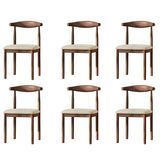 Faux Leather Linen Open Low Back Dining Side Chair Image - 70