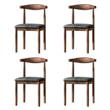 Faux Leather Linen Open Low Back Dining Side Chair Image - 73