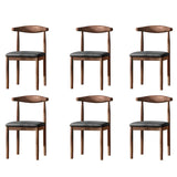 Faux Leather Linen Open Low Back Dining Side Chair Image - 74