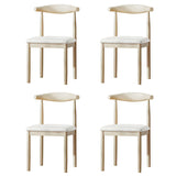 Faux Leather Linen Open Low Back Dining Side Chair Image - 76