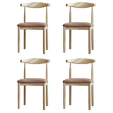 Faux Leather Linen Open Low Back Dining Side Chair Image - 80