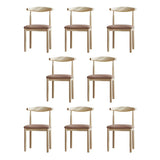 Faux Leather Linen Open Low Back Dining Side Chair Image - 82