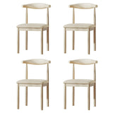 Faux Leather Linen Open Low Back Dining Side Chair Image - 83