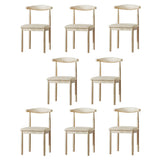 Faux Leather Linen Open Low Back Dining Side Chair Image - 85