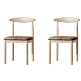 Faux Leather Linen Open Low Back Dining Side Chair Image - 86
