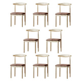Faux Leather Linen Open Low Back Dining Side Chair Image - 89