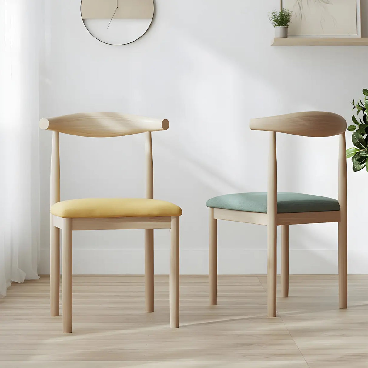 Faux Leather Linen Open Low Back Dining Side Chair Image - 8