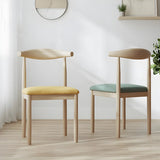 Faux Leather Linen Open Low Back Dining Side Chair Image - 8