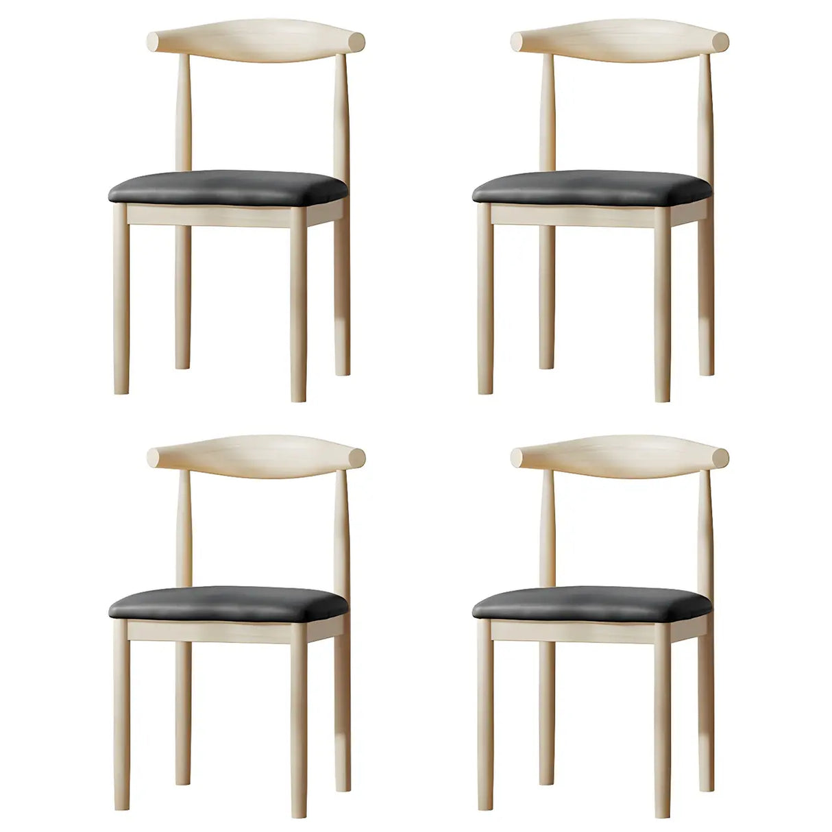 Faux Leather Linen Open Low Back Dining Side Chair Image - 90