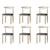 Faux Leather Linen Open Low Back Dining Side Chair Image - 91