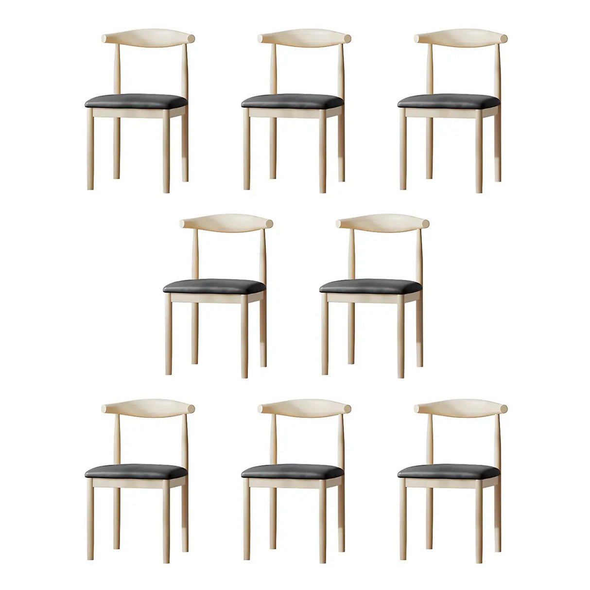 Faux Leather Linen Open Low Back Dining Side Chair Image - 92