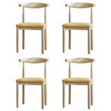Faux Leather Linen Open Low Back Dining Side Chair Image - 94