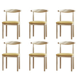 Faux Leather Linen Open Low Back Dining Side Chair Image - 95