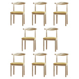 Faux Leather Linen Open Low Back Dining Side Chair Image - 96