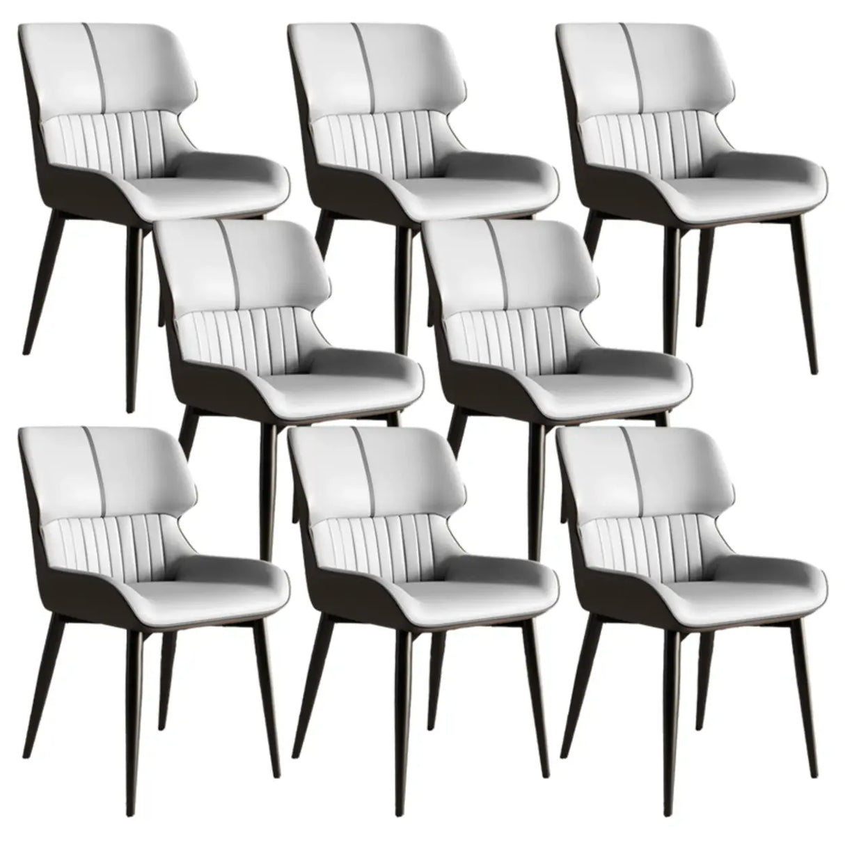 Faux Leather Low Solid Back Armless Dining Side Chair Image - 20
