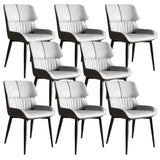 Faux Leather Low Solid Back Armless Dining Side Chair Image - 20