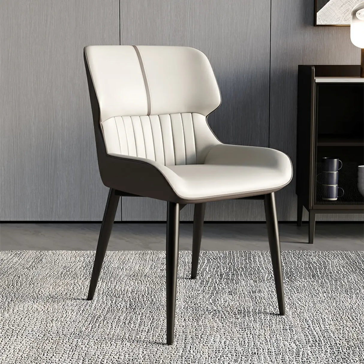 Faux Leather Low Solid Back Armless Dining Side Chair Image - 27
