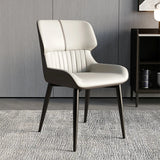 Faux Leather Low Solid Back Armless Dining Side Chair Image - 27