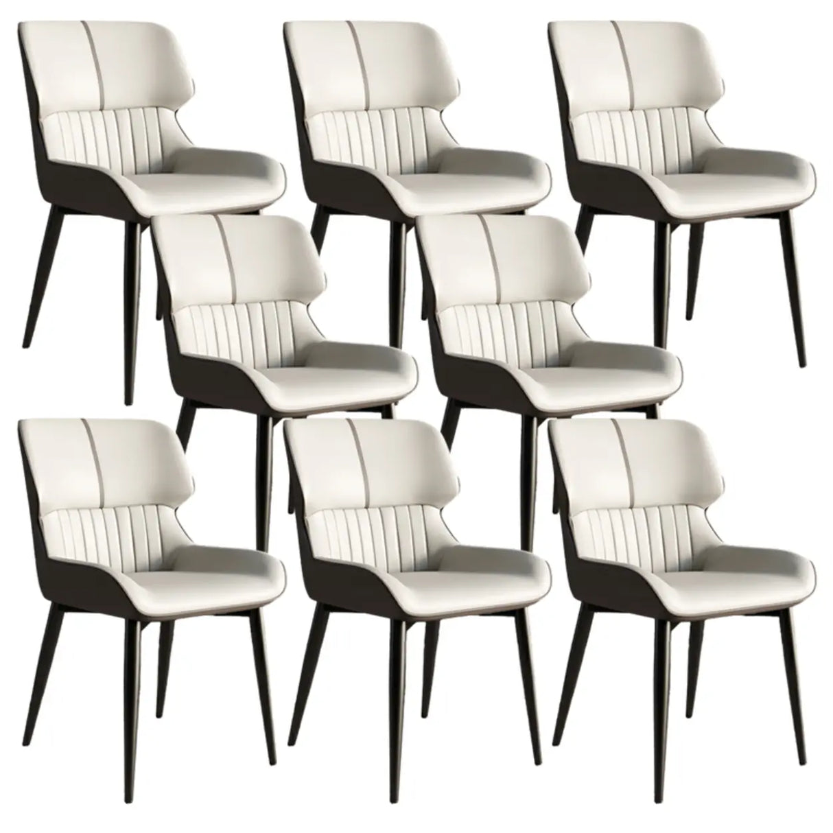 Faux Leather Low Solid Back Armless Dining Side Chair Image - 31
