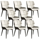 Faux Leather Low Solid Back Armless Dining Side Chair Image - 31