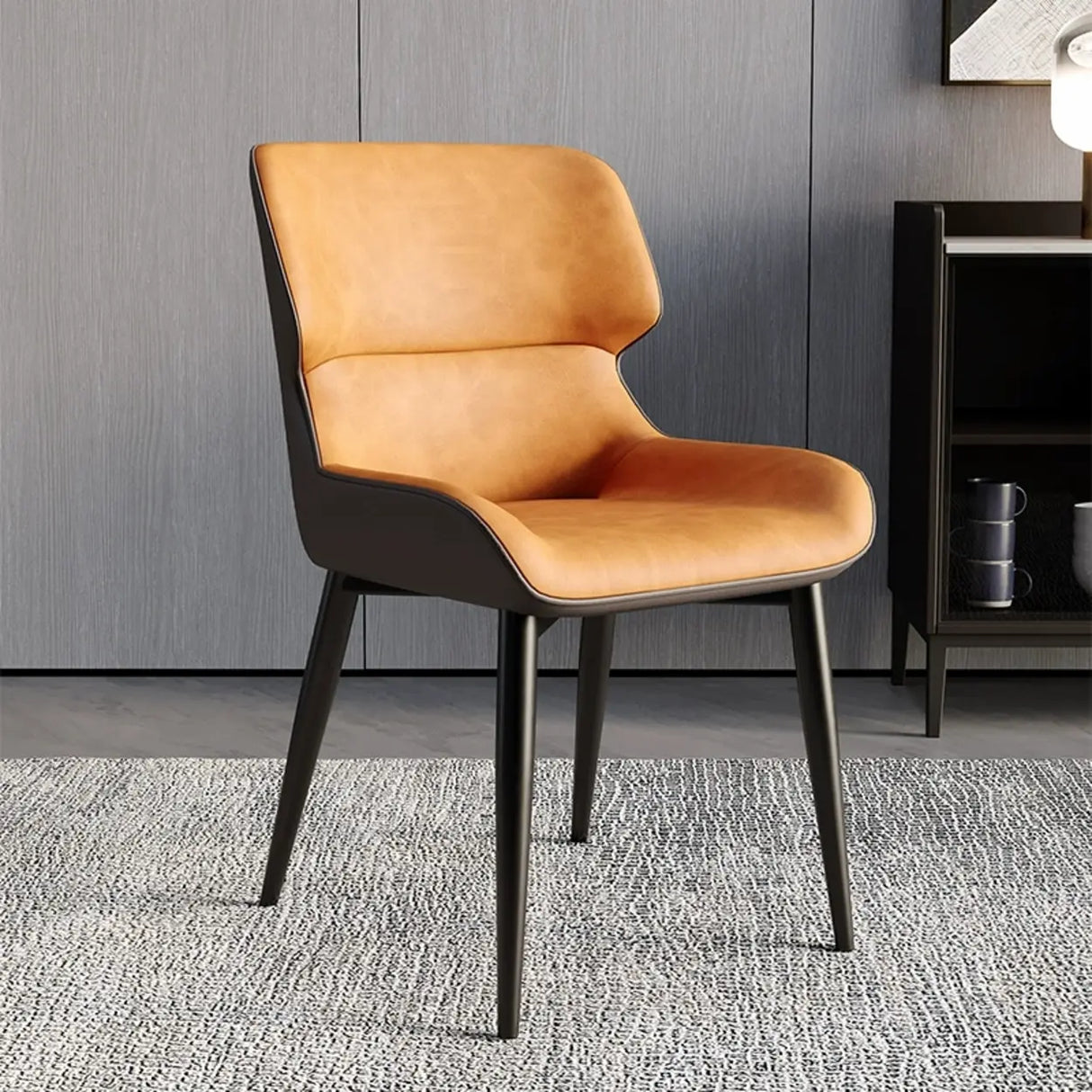 Faux Leather Low Solid Back Armless Dining Side Chair Image - 32
