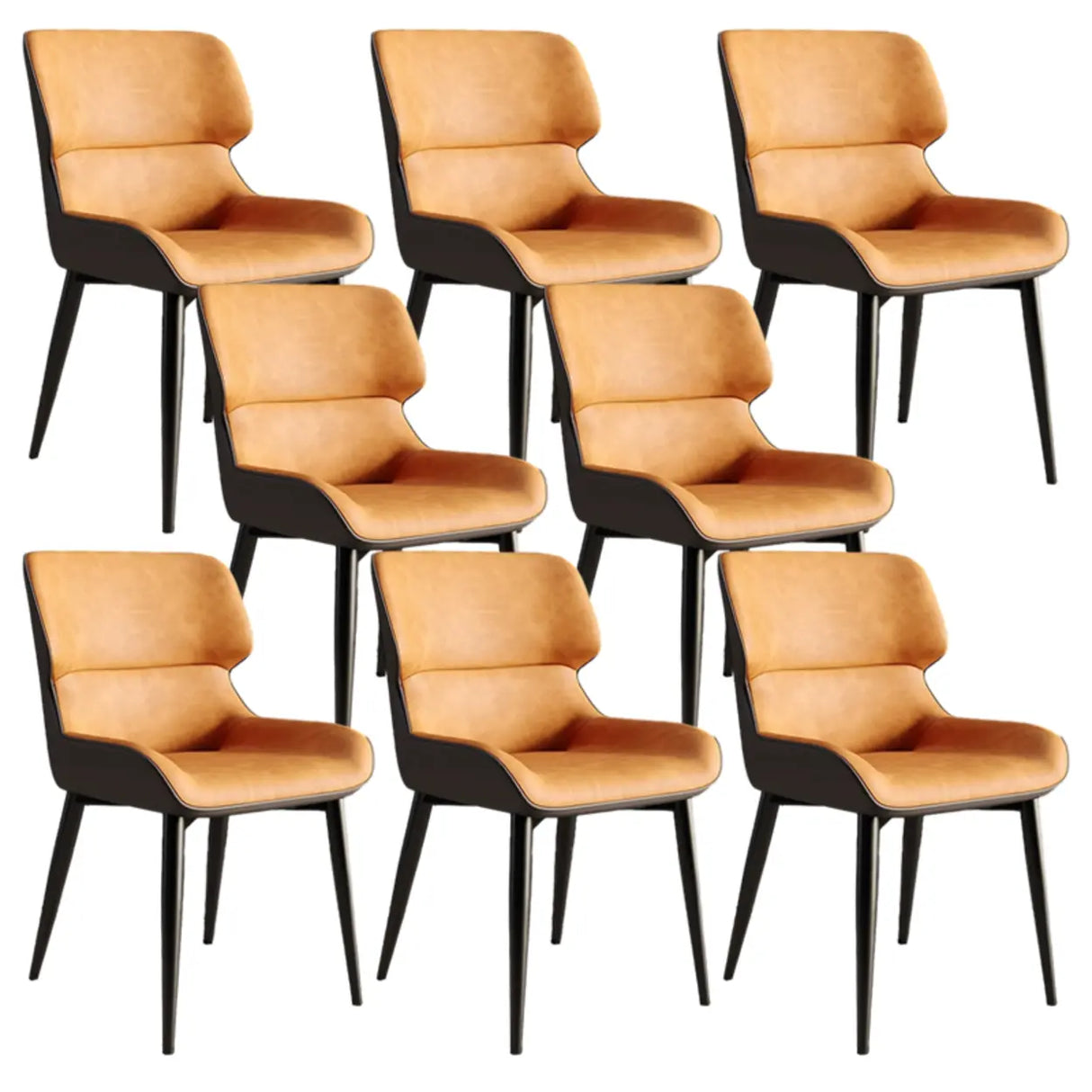 Faux Leather Low Solid Back Armless Dining Side Chair Image - 36