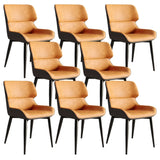 Faux Leather Low Solid Back Armless Dining Side Chair Image - 36