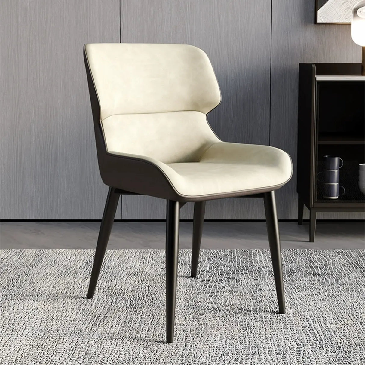 Faux Leather Low Solid Back Armless Dining Side Chair Image - 37