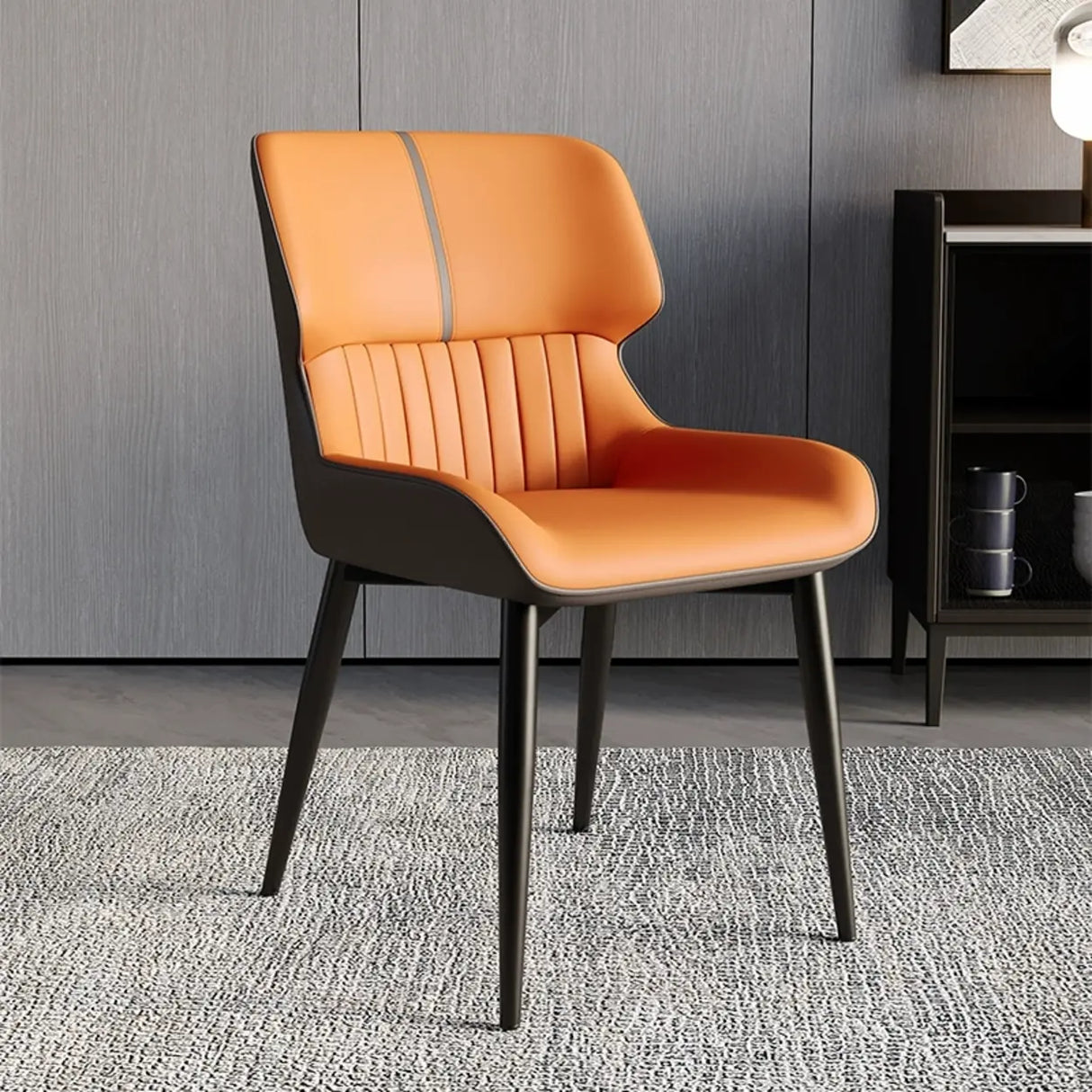 Faux Leather Low Solid Back Armless Dining Side Chair Image - 42