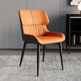 Faux Leather Low Solid Back Armless Dining Side Chair Image - 42