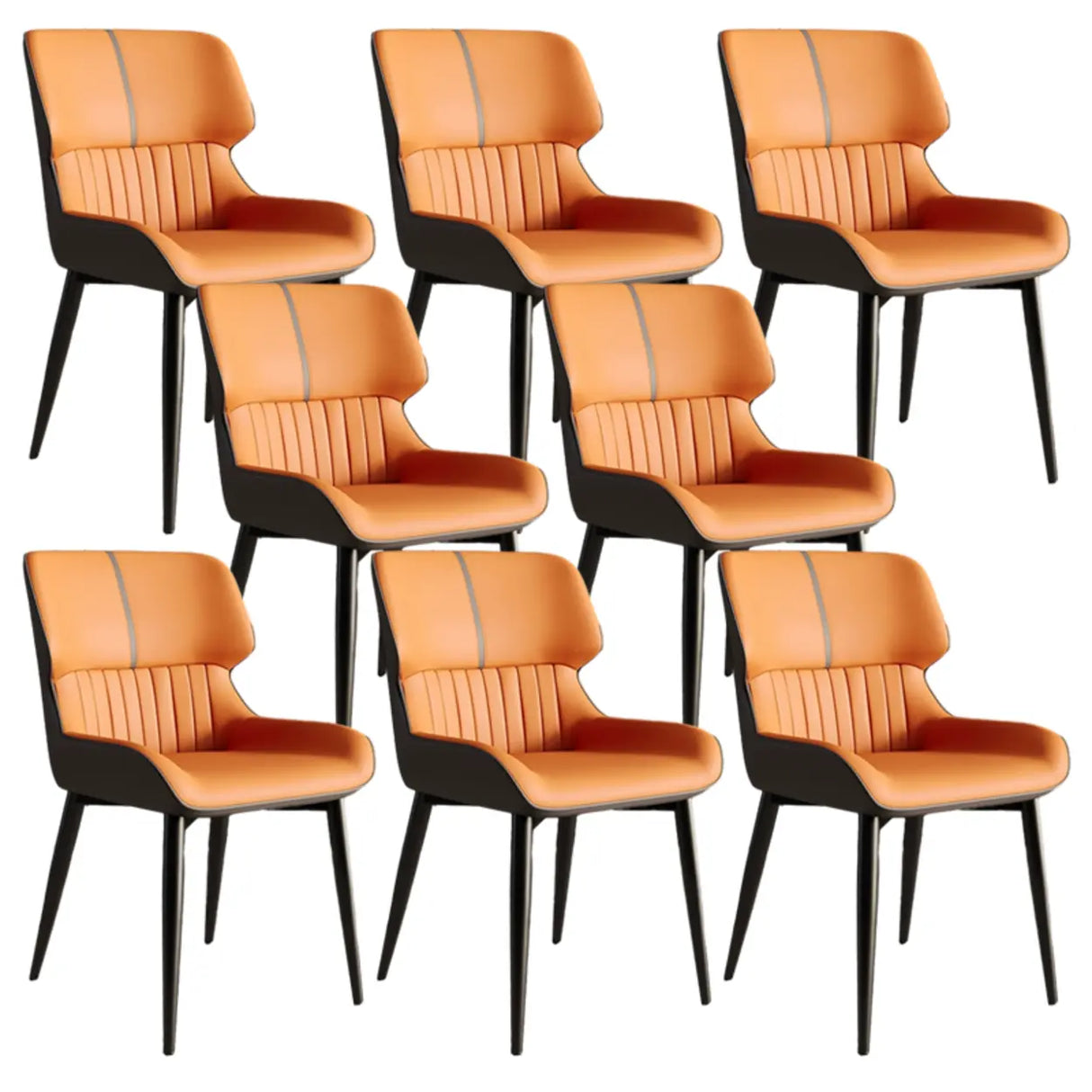 Faux Leather Low Solid Back Armless Dining Side Chair Image - 46