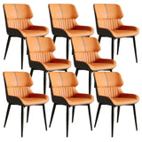 Faux Leather Low Solid Back Armless Dining Side Chair Image - 46