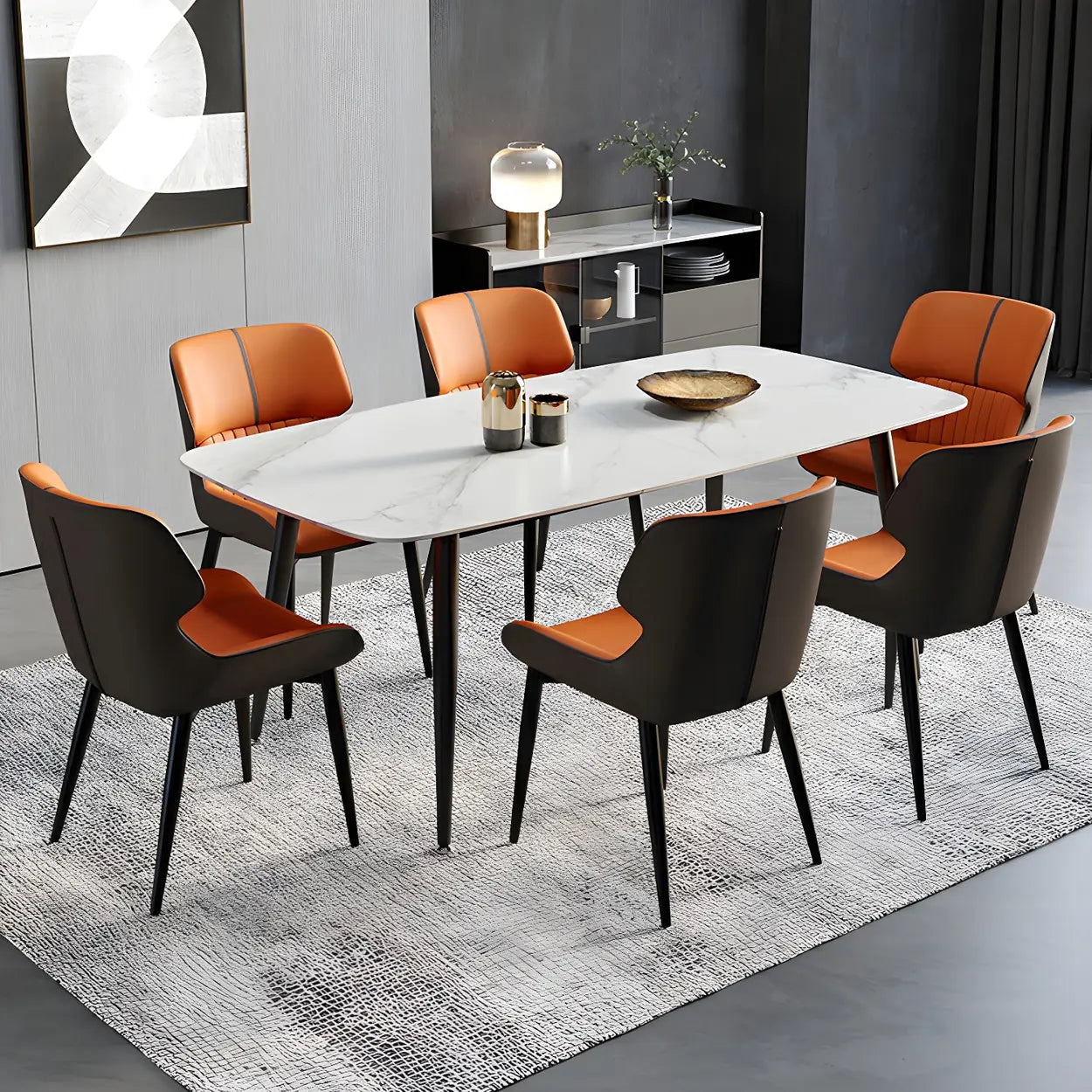 Faux Leather Low Solid Back Armless Dining Side Chair Image - 7