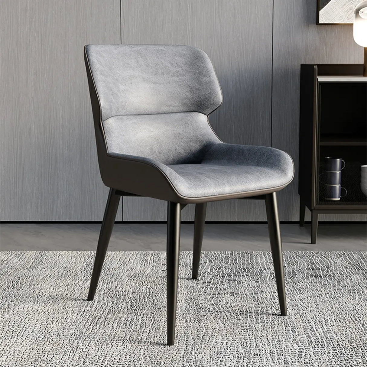Faux Leather Low Solid Back Armless Dining Side Chair Image - 47