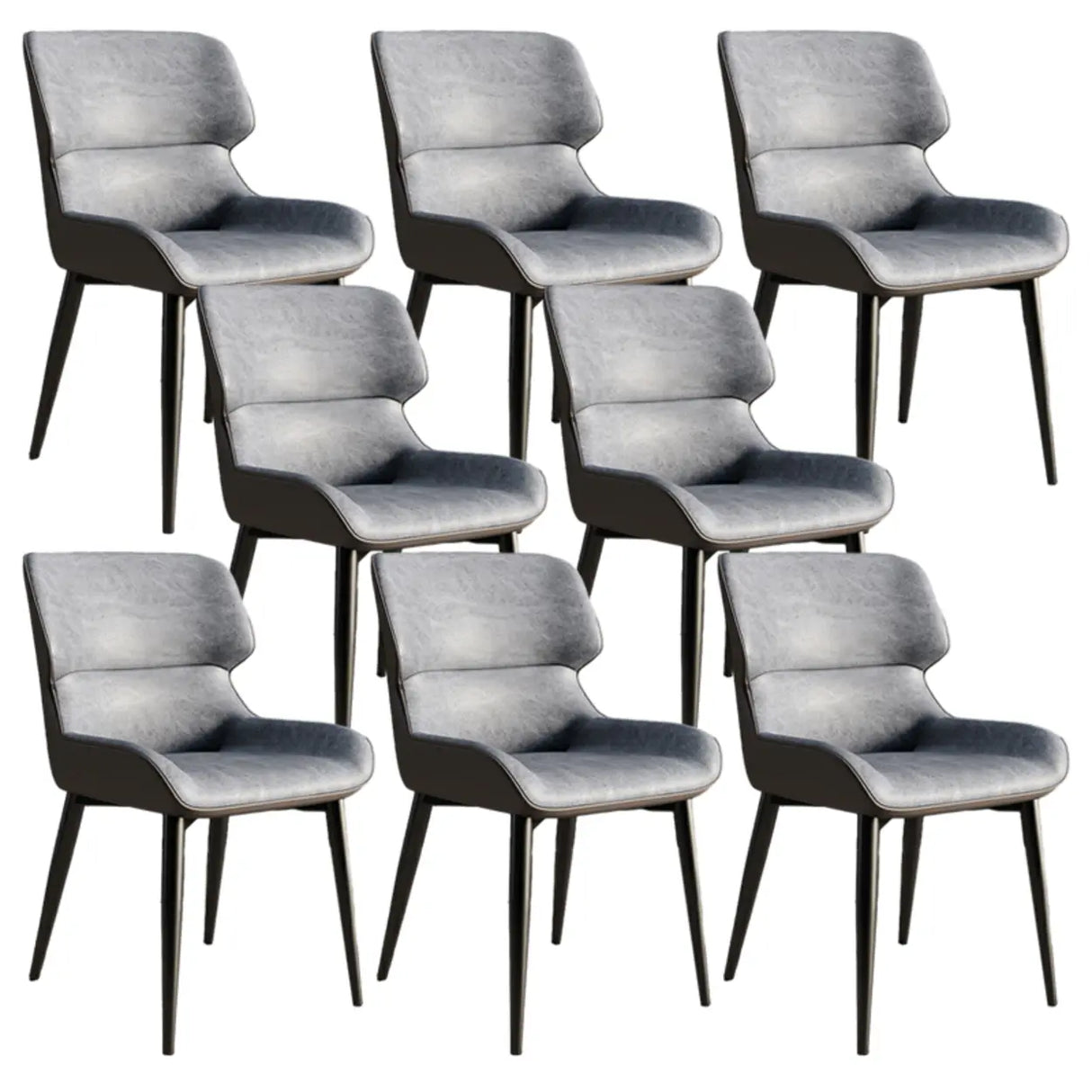 Faux Leather Low Solid Back Armless Dining Side Chair Image - 51