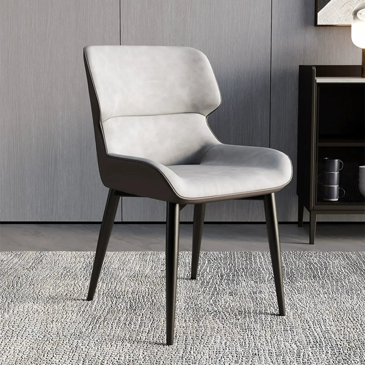 Faux Leather Low Solid Back Armless Dining Side Chair Image - 52