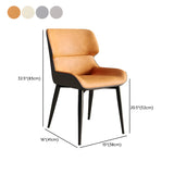 Faux Leather Low Solid Back Armless Dining Side Chair Image - 58
