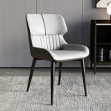 Faux Leather Low Solid Back Armless Dining Side Chair Image - 12