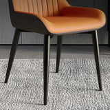 Faux Leather Low Solid Back Armless Dining Side Chair Image - 18