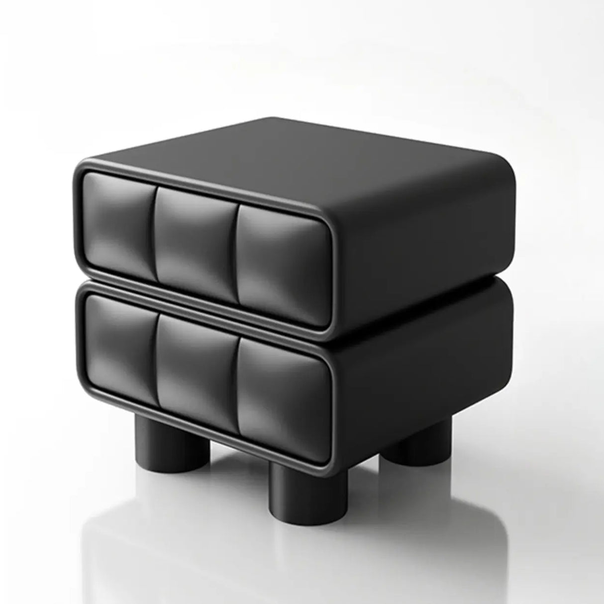 Faux Leather Short Kids Nightstand with Two Drawers Image - 10