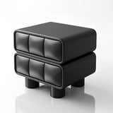 Faux Leather Short Kids Nightstand with Two Drawers Image - 10