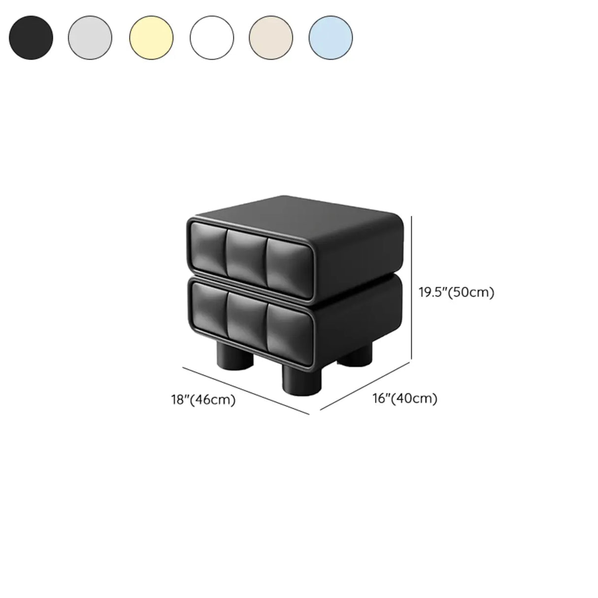 Faux Leather Short Kids Nightstand with Two Drawers 