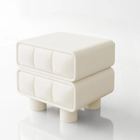 Faux Leather Short Kids Nightstand with Two Drawers Image - 2