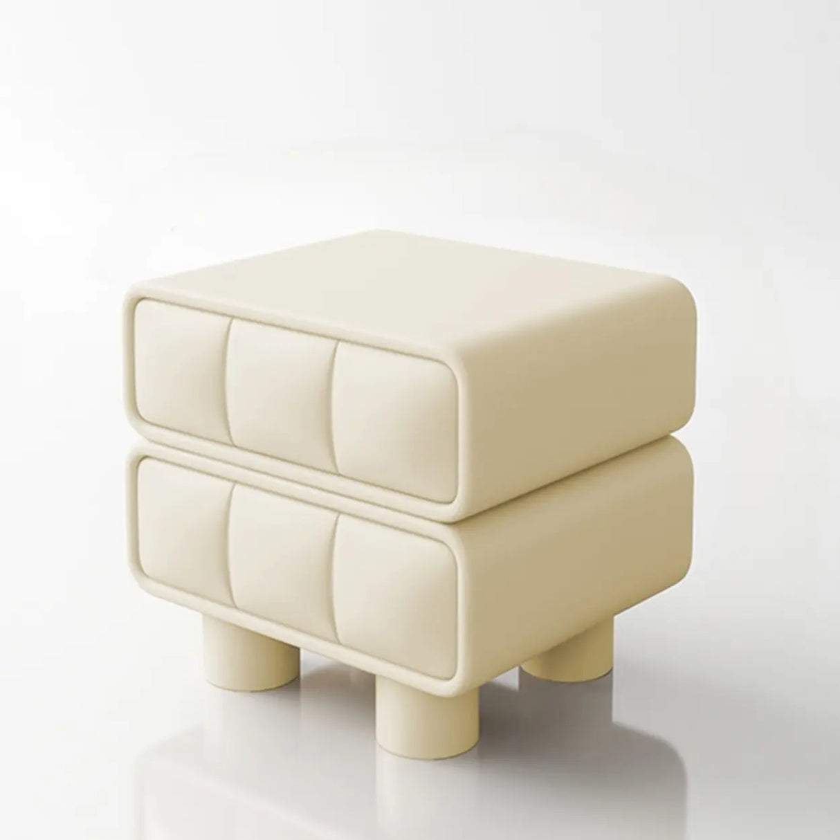 Faux Leather Short Kids Nightstand with Two Drawers Image - 3
