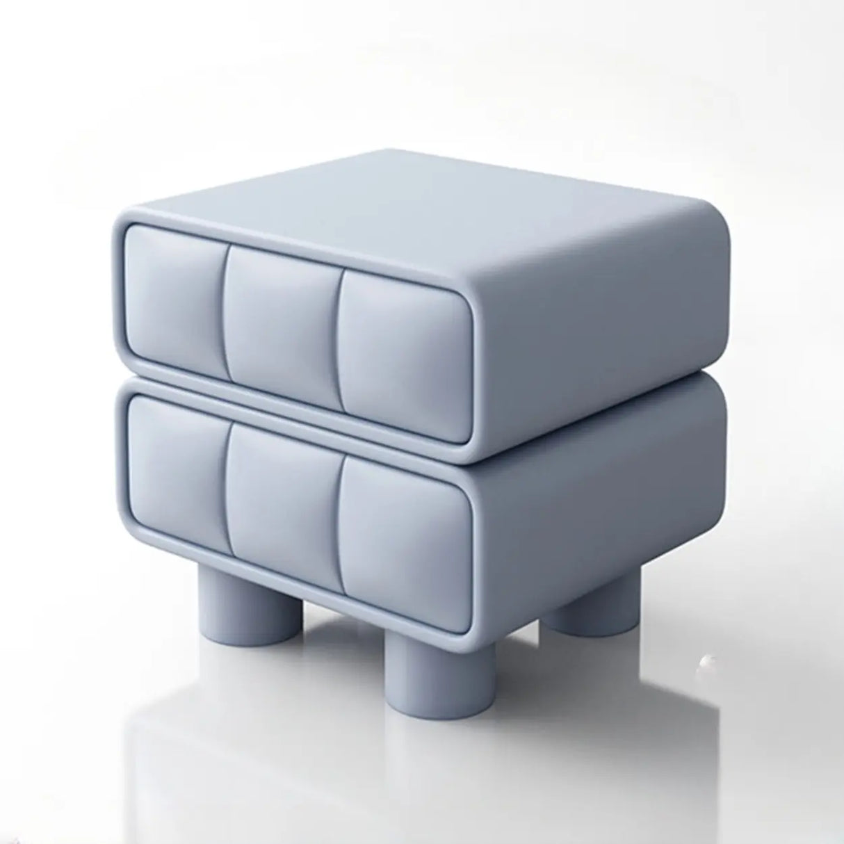 Faux Leather Short Kids Nightstand with Two Drawers Image - 6