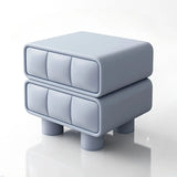 Faux Leather Short Kids Nightstand with Two Drawers Image - 6