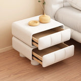 Faux Leather Short Kids Nightstand with Two Drawers Image - 7