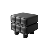 Faux Leather Short Kids Nightstand with Two Drawers Image - 9