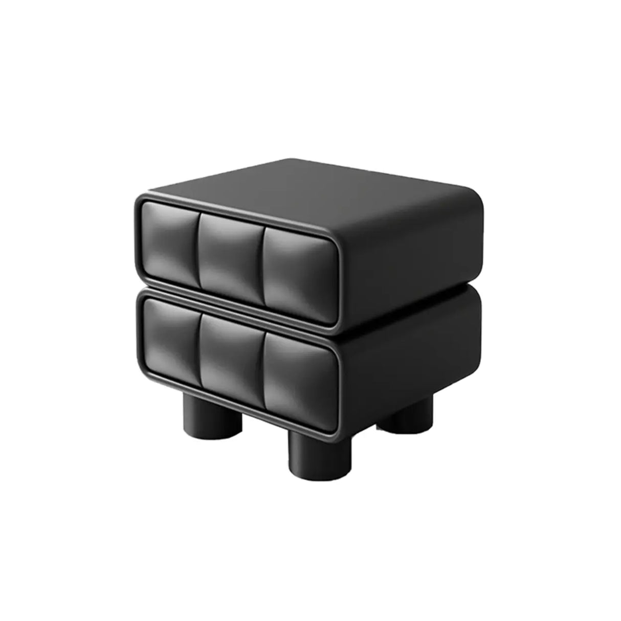 Faux Leather Short Kids Nightstand with Two Drawers Image - 9