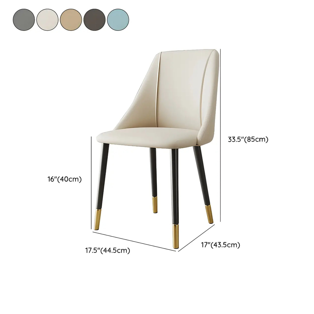 Faux Leather Solid Back Sloped Arm Dining Chair 